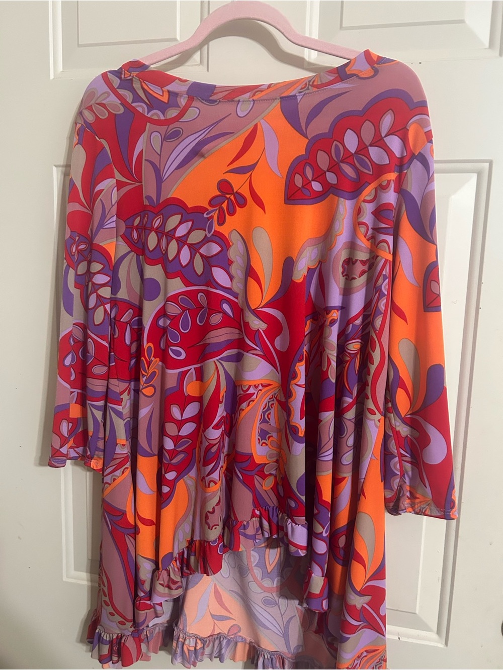 Women's Vibrant Floral Midi Skirt in Orange & Purple